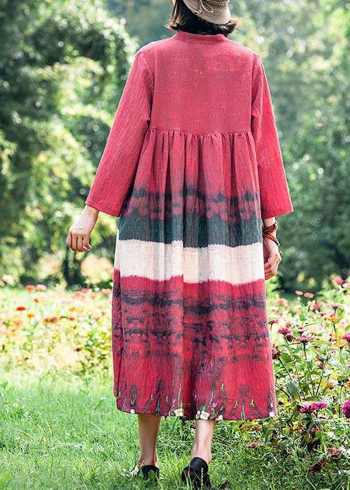 Natural Stand Collar Cinched Quilting Dresses Fashion Ideas Red Print Maxi Dress