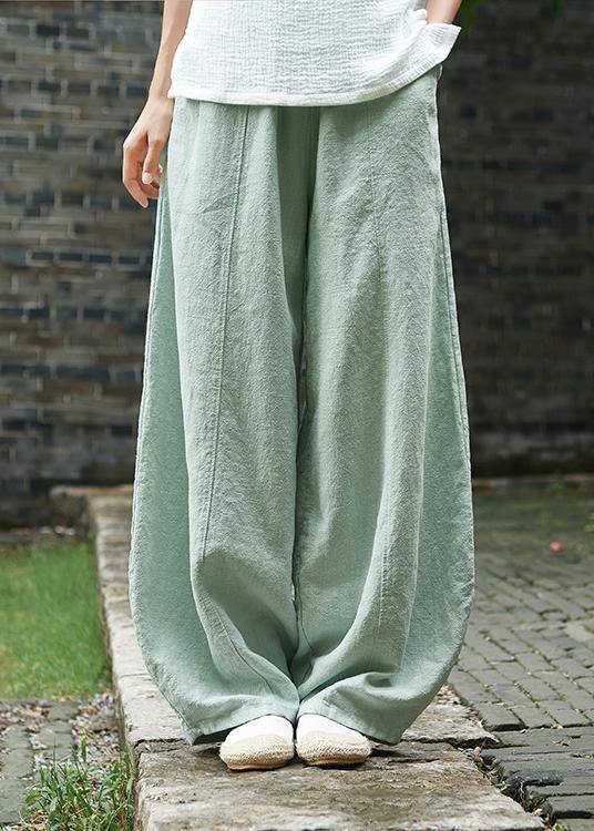 2024 cotton and linen women's Chinese style ramie wild pants yoga pink-flower pants